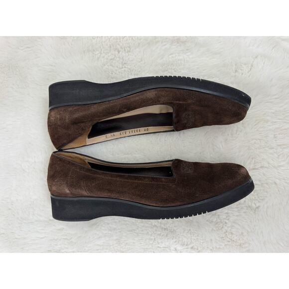 Salvatore Ferragamo Brown Suede Wedge Loafers 9.5 B - Picture 5 of 10
